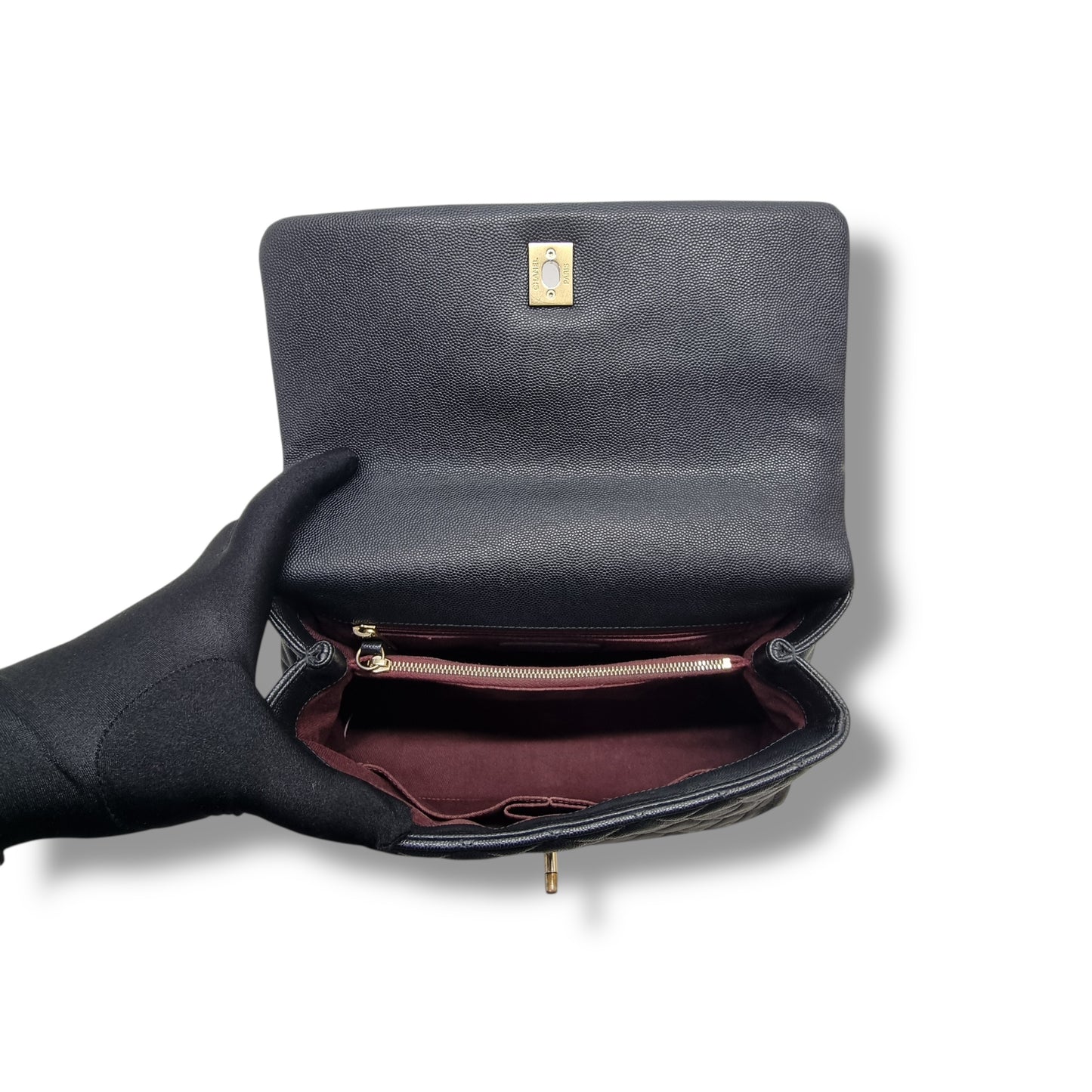 Chanel Coco Handle Medium Caviar Ghw (Black)