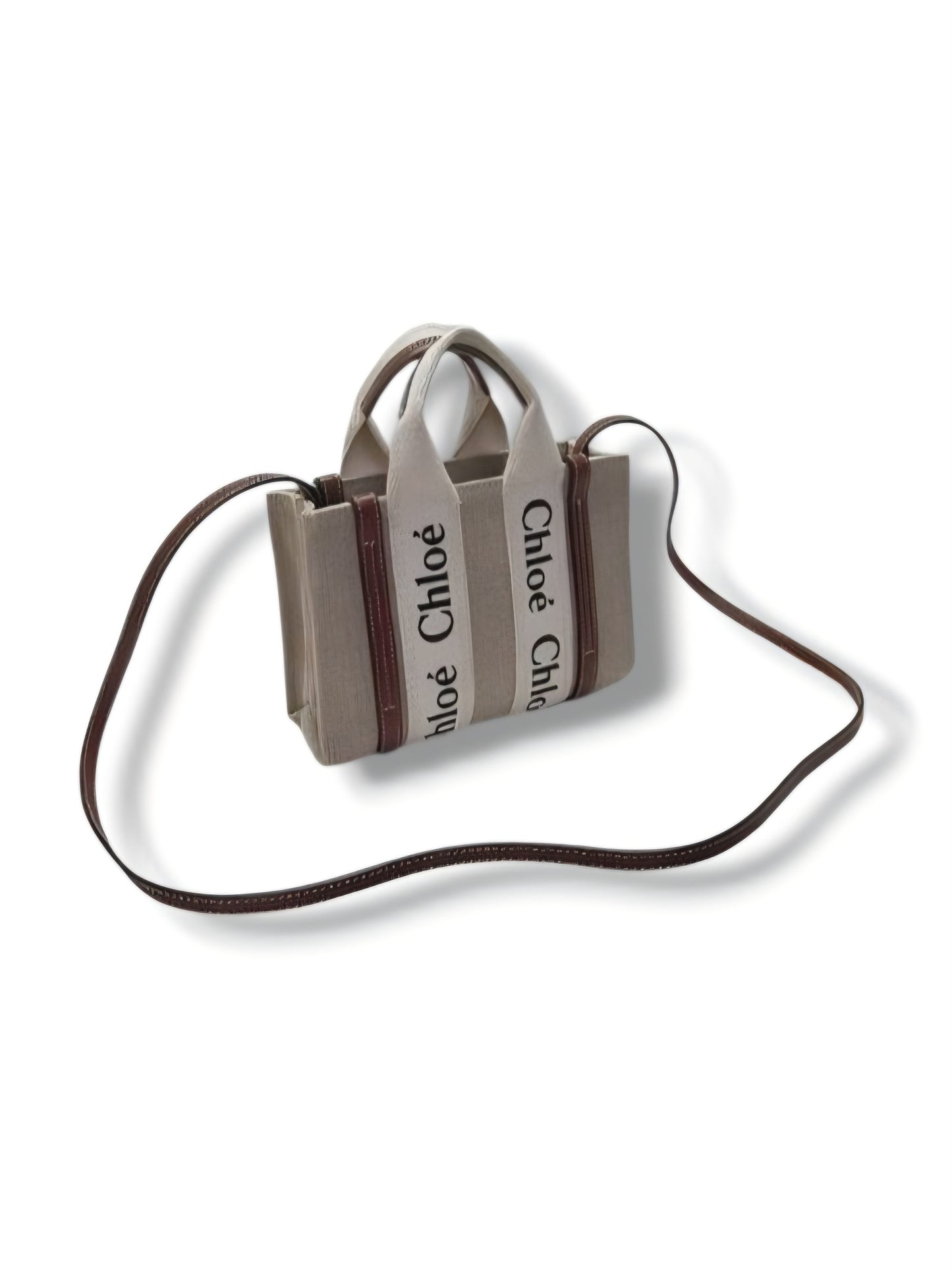 Chloe Mini Woody Tote Bag In Linen (Brown)