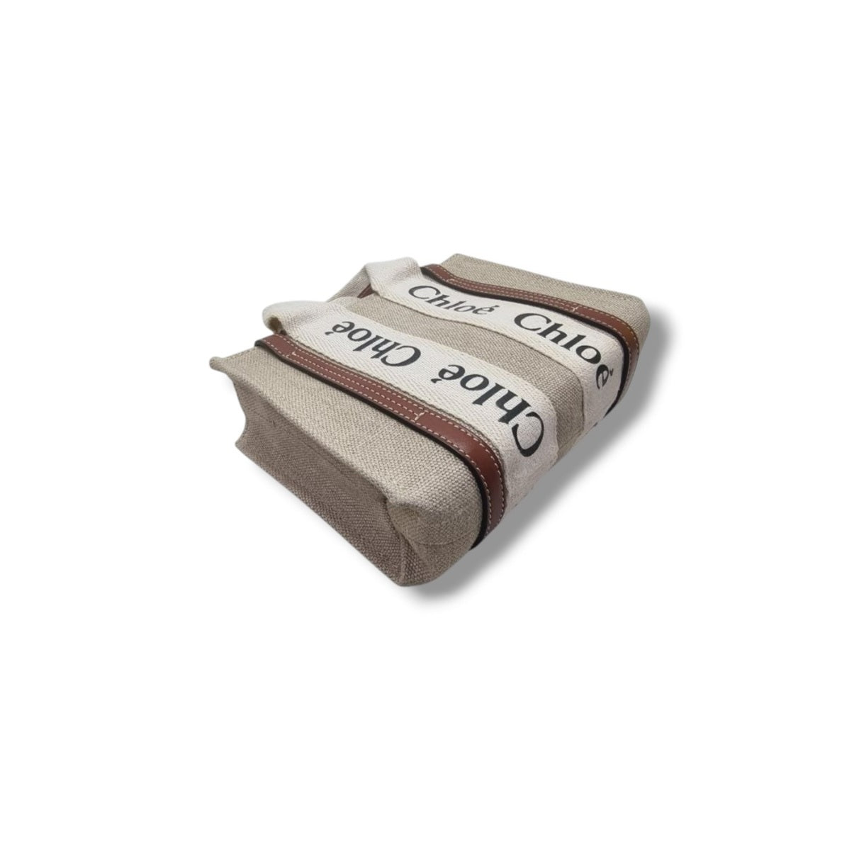 Chloe Mini Woody Tote Bag In Linen (Brown)