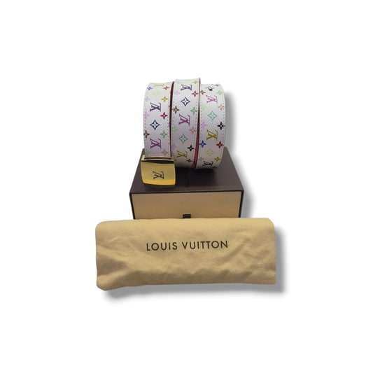 Louis Vuitton LV Cut Reversible Belt Murakami White Monogram Ghw