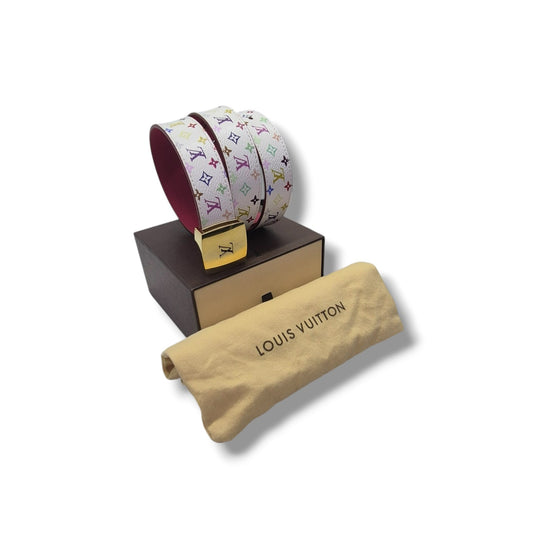 Louis Vuitton LV Cut Reversible Belt Murakami White Monogram Ghw