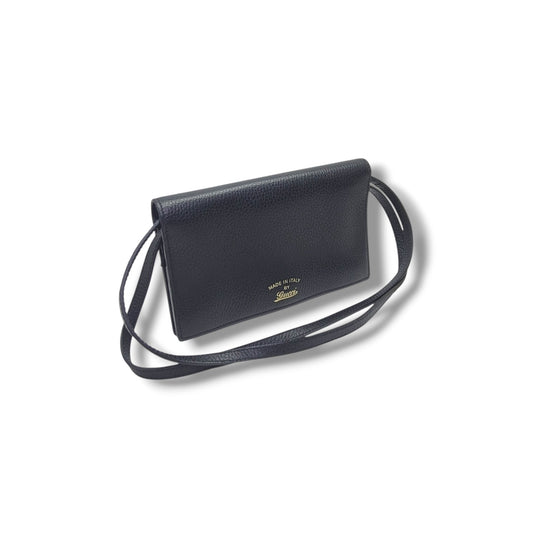 Gucci Swing Wallet On Strap Pebbled Leather Ghw (Black)