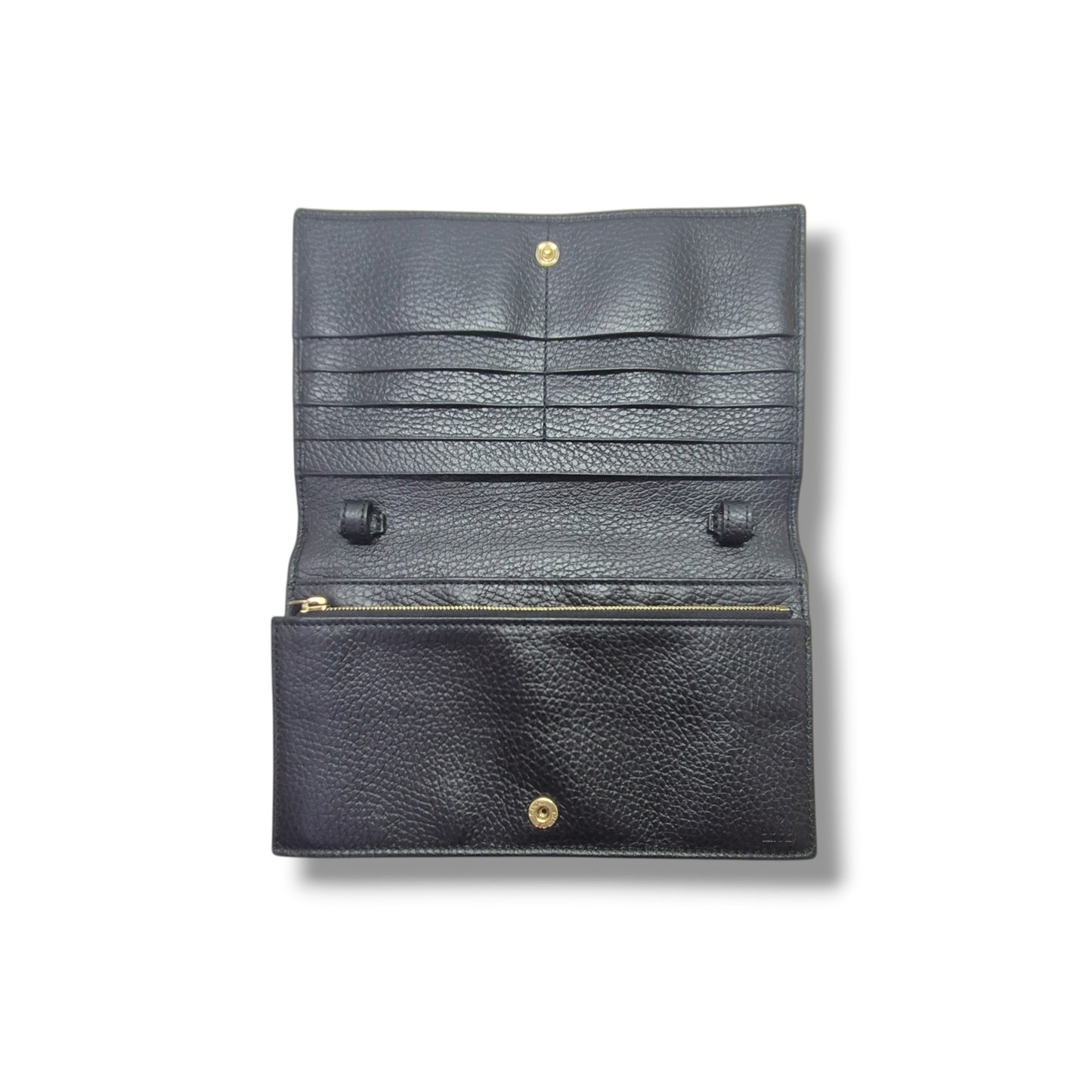 Gucci Swing Wallet On Strap Pebbled Leather Ghw (Black)
