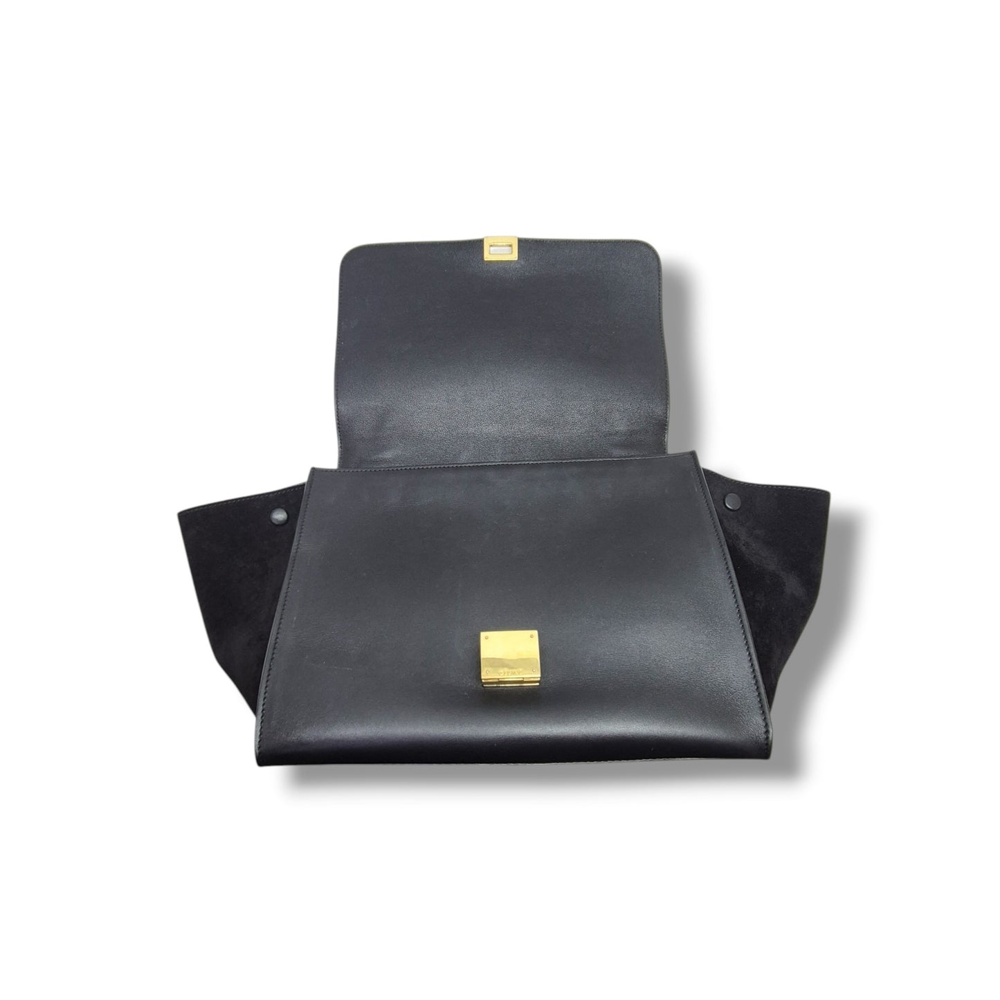 Celine Trapeze Medium Crocodile Embossed Tote Bag Ghw (Black)