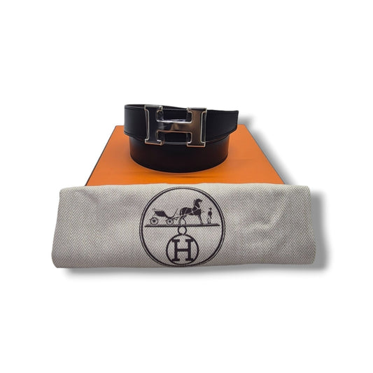 Hermes H Buckle Reversible Leather Belt Phw (Black/Brown)