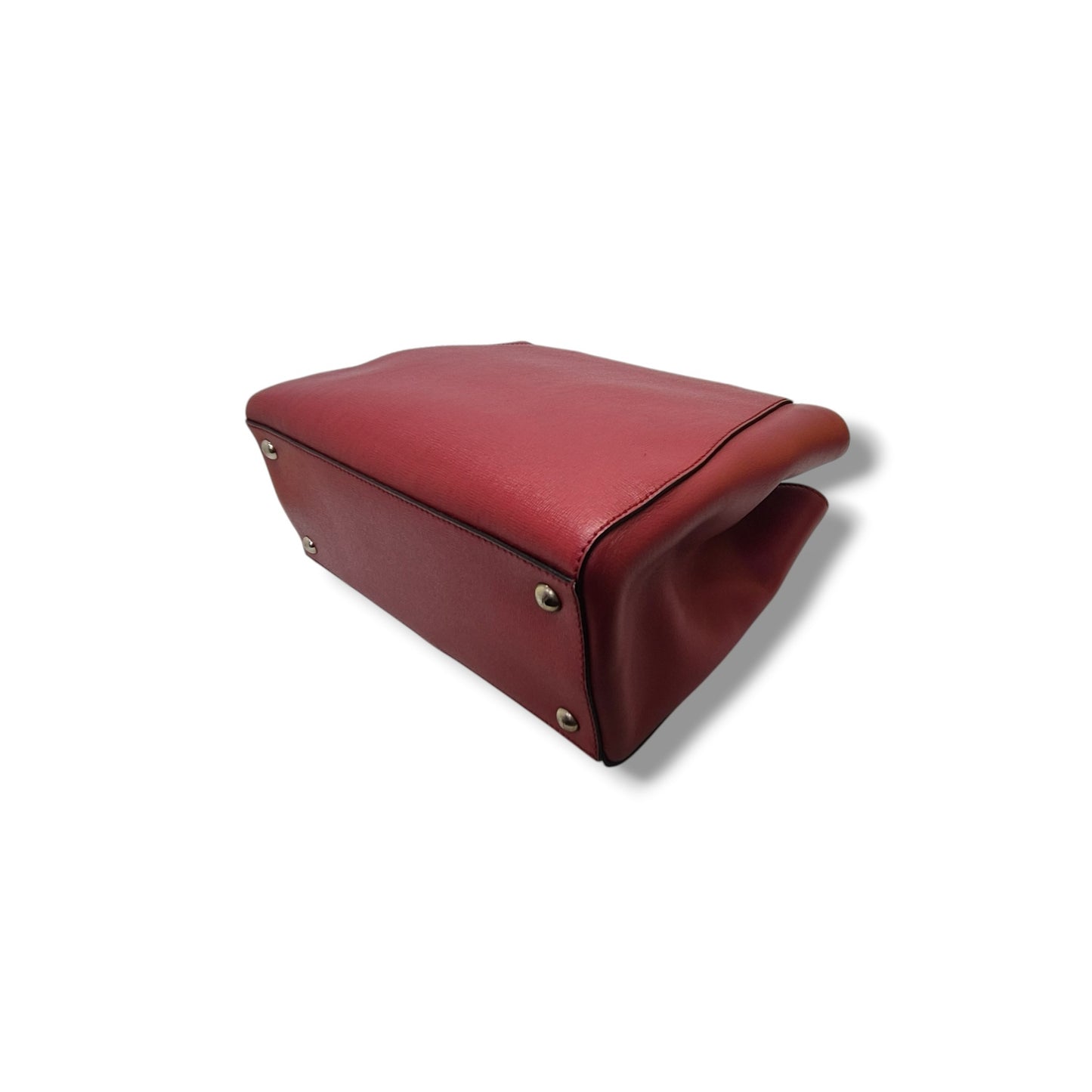 Fendi 2 Jour Geometrico Petite Leather Tote Ghw (Multicolour Red)