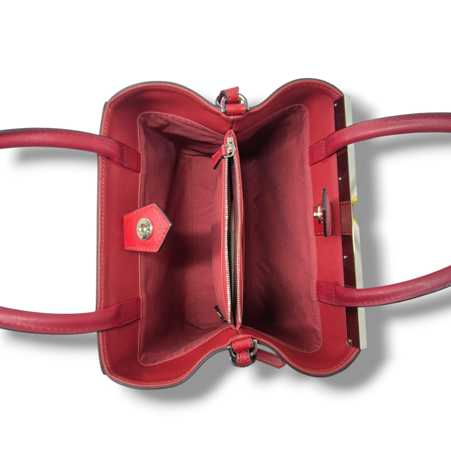 Fendi 2 Jour Geometrico Petite Leather Tote Ghw (Multicolour Red)