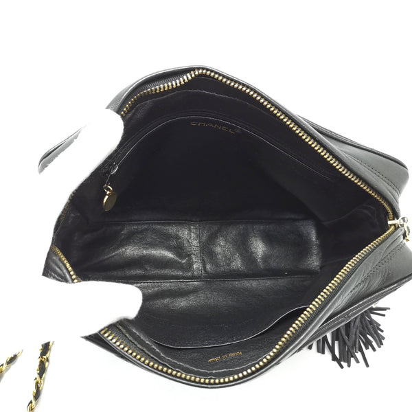 Chanel Vintage Camera Bag Lambskin With Tassle Ghw (Black)