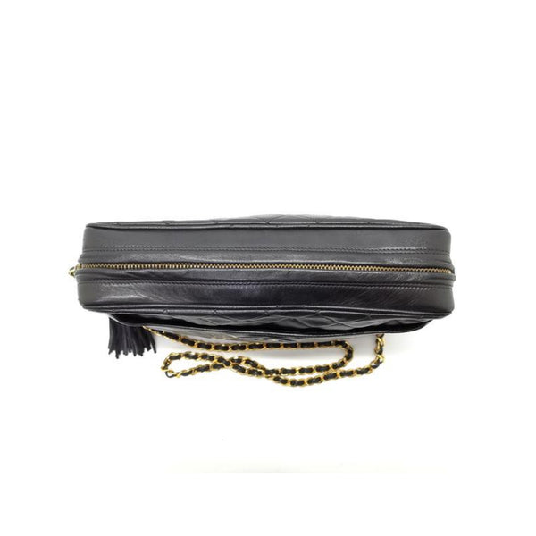 Chanel Vintage Camera Bag Lambskin With Tassle Ghw (Black)