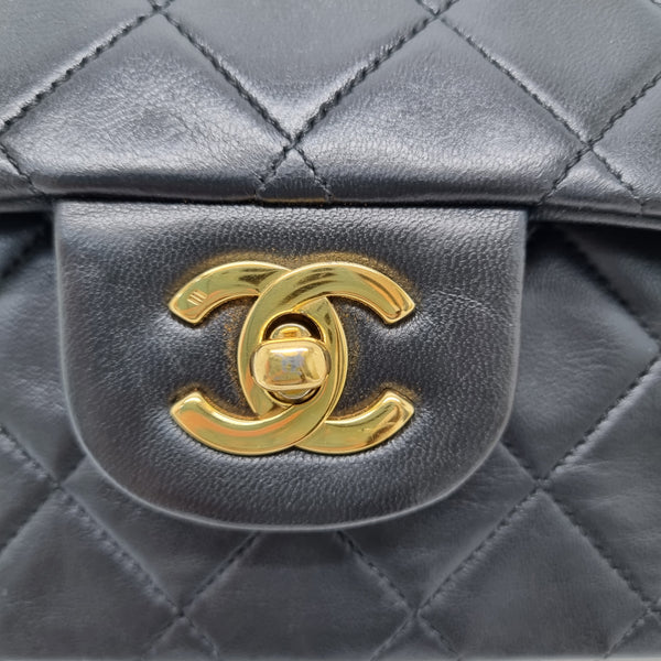 Chanel Vintage Classic Medium Double Flap Vintage Lambskin Ghw (Black)