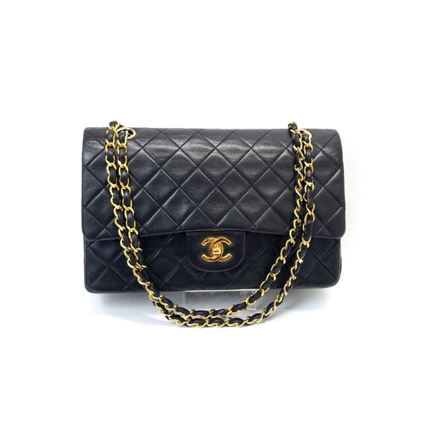 Chanel Vintage Classic Medium Double Flap Vintage Lambskin Ghw (Black)
