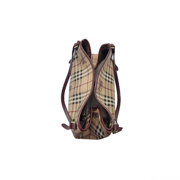 Burberry Haymarket Check Canterbury Canvas Hobo Bag Ghw (Brown)