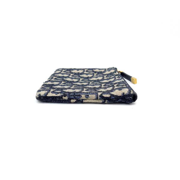 Christian Dior Zip Pouch Small Blue Oblique Dior Jacquard Ghw