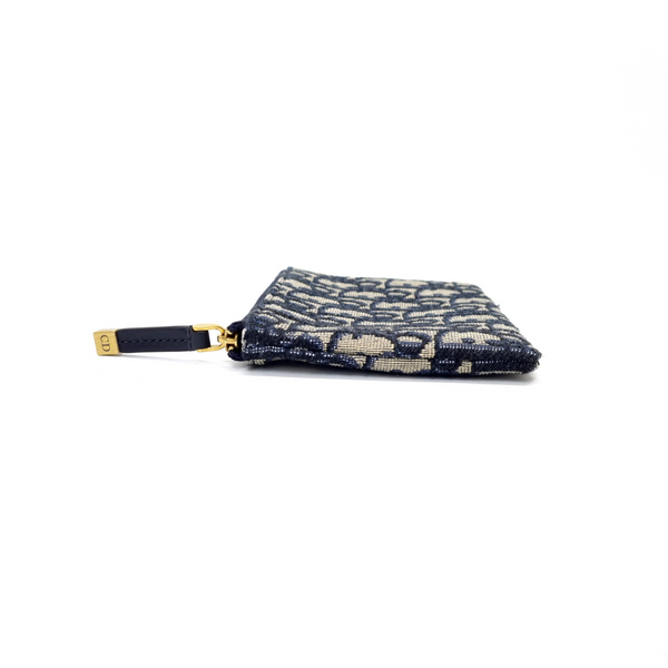Christian Dior Zip Pouch Small Blue Oblique Dior Jacquard Ghw
