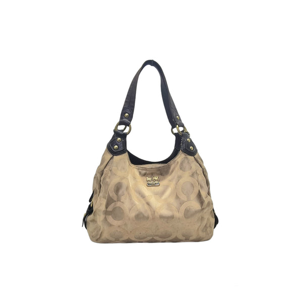 Coach Maggie Madison Signature Op Art Tote Ghw ( Brown)