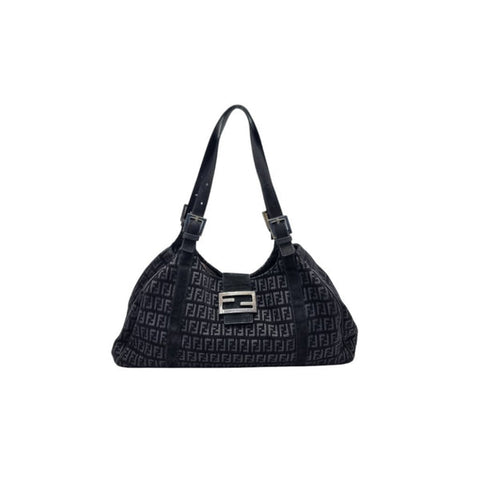 Fendi Tobacco Zucca Wool Shoulder Bag Shw (Black)