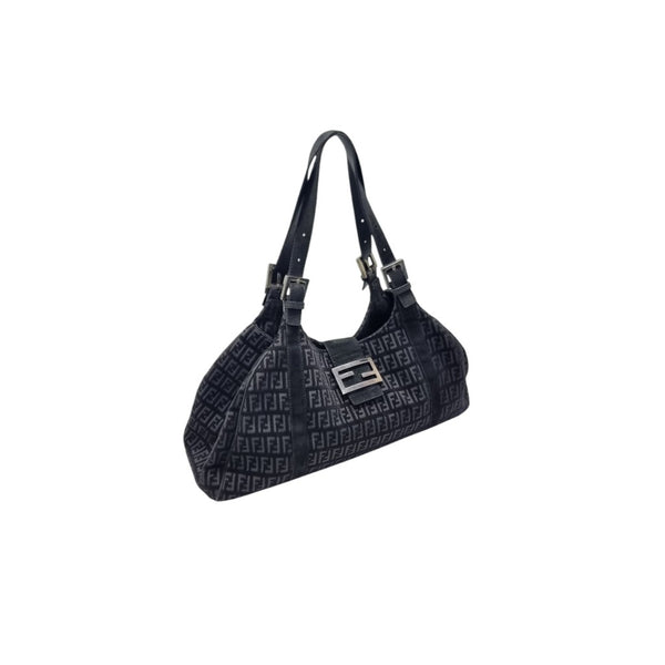 Fendi Tobacco Zucca Wool Shoulder Bag Shw (Black)