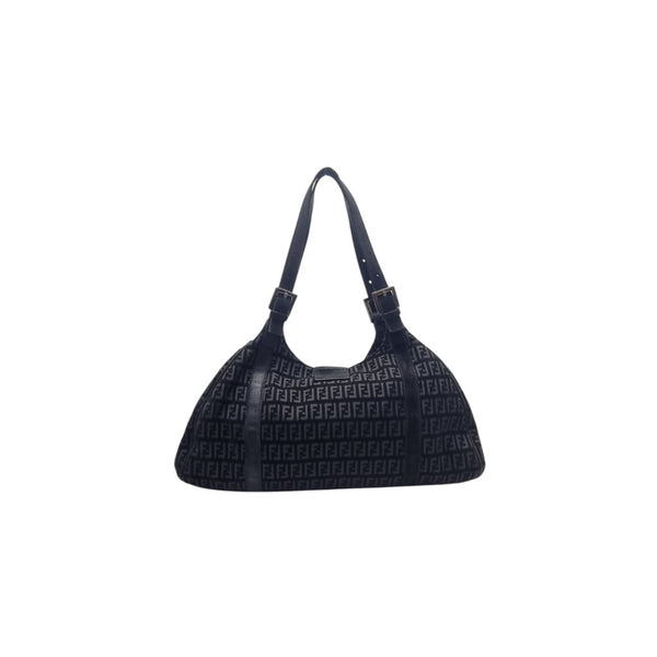 Fendi Tobacco Zucca Wool Shoulder Bag Shw (Black)