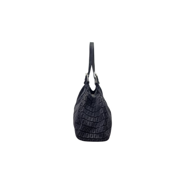 Fendi Tobacco Zucca Wool Shoulder Bag Shw (Black)