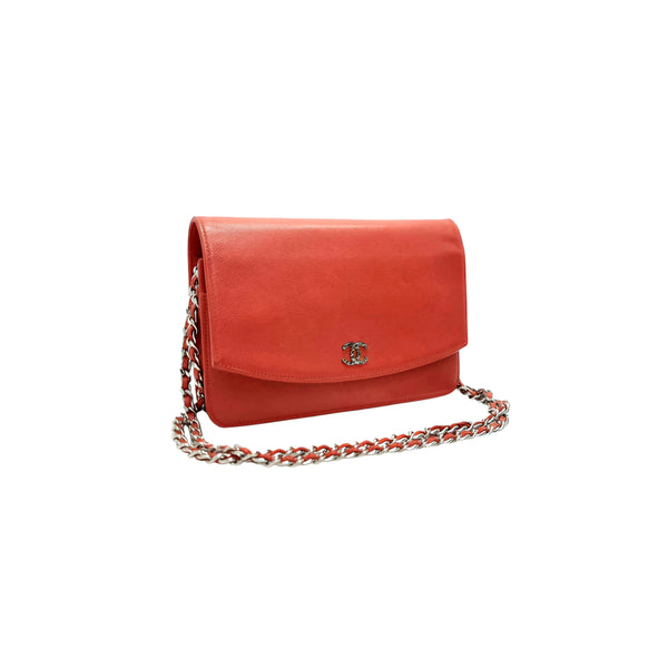 Chanel Timeless Classic Leather Wallet On Chain Shw (Red)