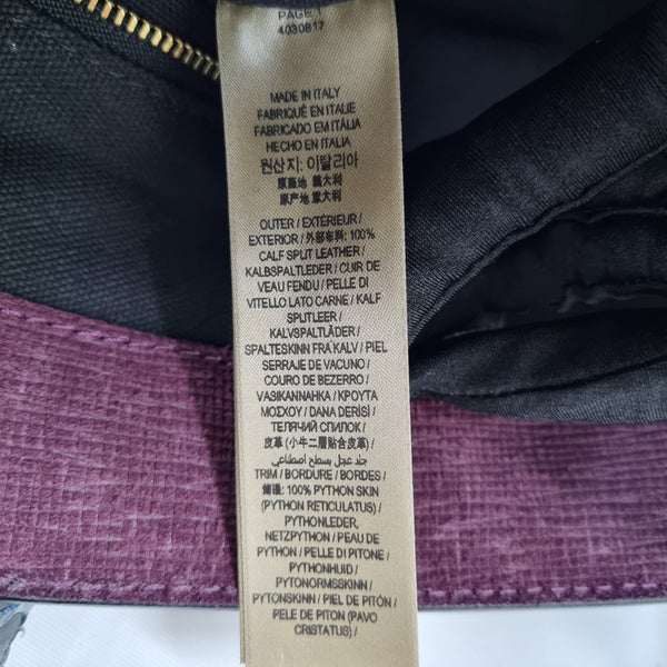 Burberry Python Grainy Leather Hse Chk Banner ElderberryTote Ghw (Mahogany/Purple/Yellow/Blue)