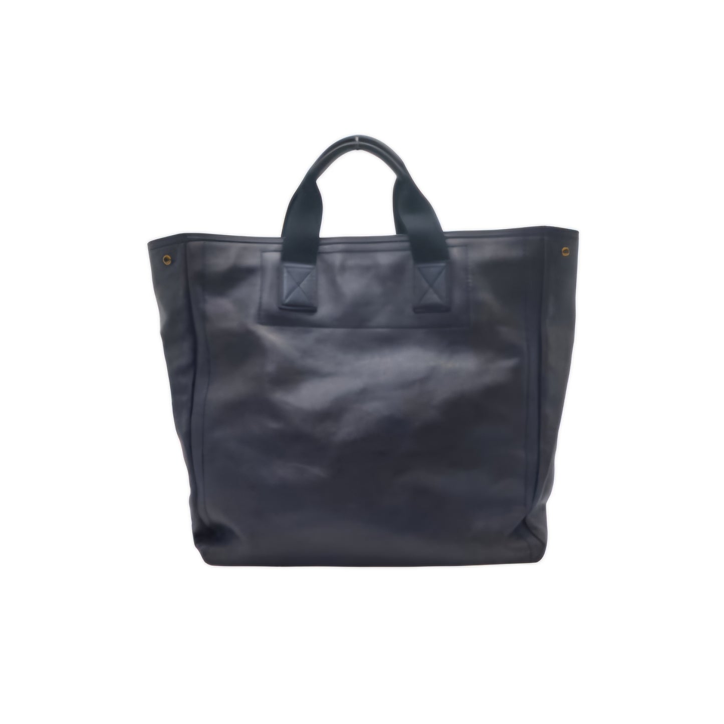 YSL Schwarz Leather Document Bag Ghw (Navy Blue)