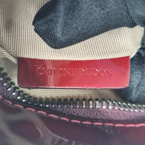 Burberry Pochette Nova Stars Mini Canvas Patent Leather Gunmetal Hw (Berry Red)