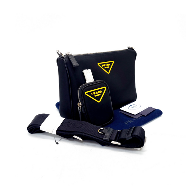 Prada 2VH113 Nylon Multi Pochettes Shw (Black/Yellow)