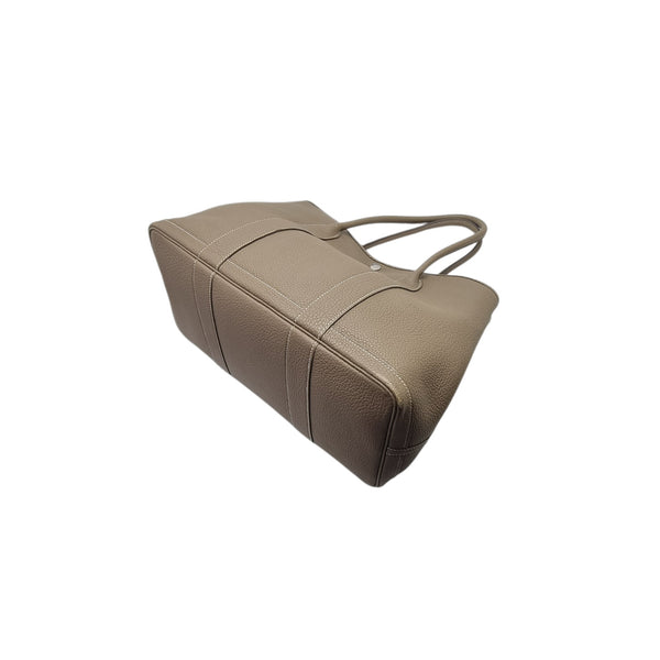 Hermes Garden Party 36 Negonda Pebbled Leather Palladium Coated Hw (Etoupe)