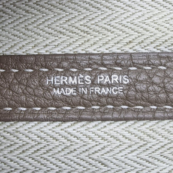 Hermes Garden Party 36 Negonda Pebbled Leather Palladium Coated Hw (Etoupe)