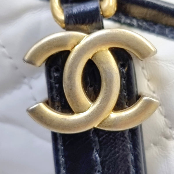 Chanel Gabrielle Medium Calfskin Leather 3 Tone Hardware (White/Black)