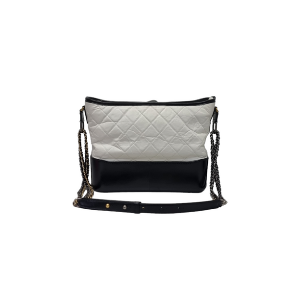Chanel Gabrielle Medium Calfskin Leather 3 Tone Hardware (White/Black)