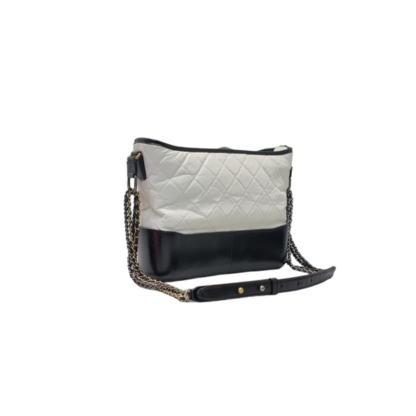 Chanel Gabrielle Medium Calfskin Leather 3 Tone Hardware (White/Black)