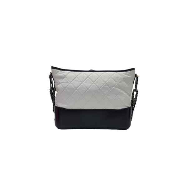 Chanel Gabrielle Medium Calfskin Leather 3 Tone Hardware (White/Black)
