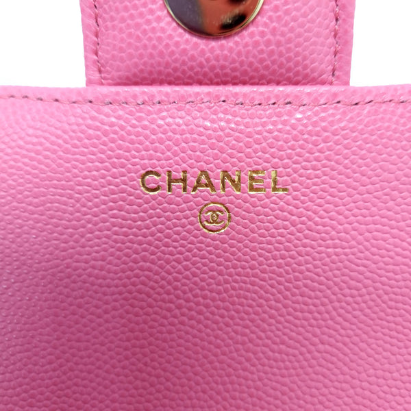 Chanel Glasses Case With Classic Chain Caviar Ghw (Pink)