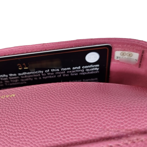 Chanel Glasses Case With Classic Chain Caviar Ghw (Pink)