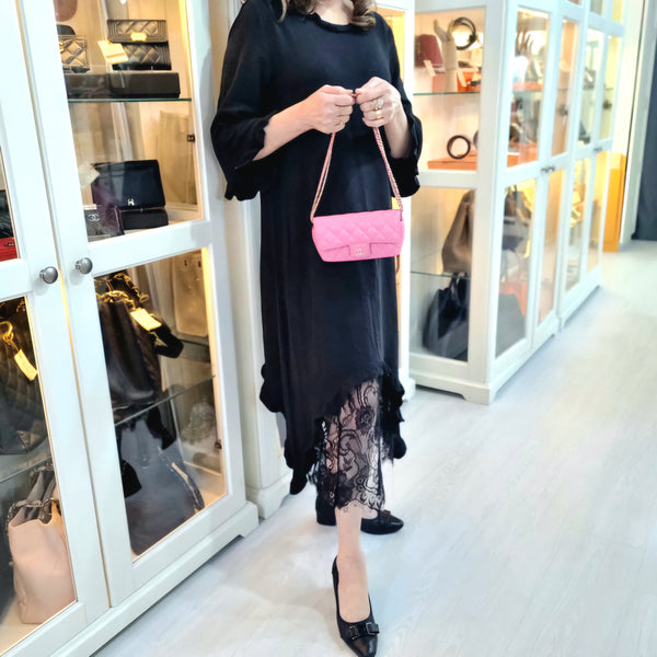 Chanel Glasses Case With Classic Chain Caviar Ghw (Pink)