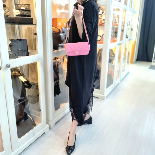 Chanel Glasses Case With Classic Chain Caviar Ghw (Pink)