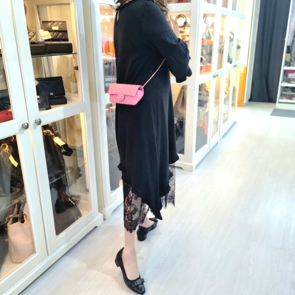 Chanel Glasses Case With Classic Chain Caviar Ghw (Pink)