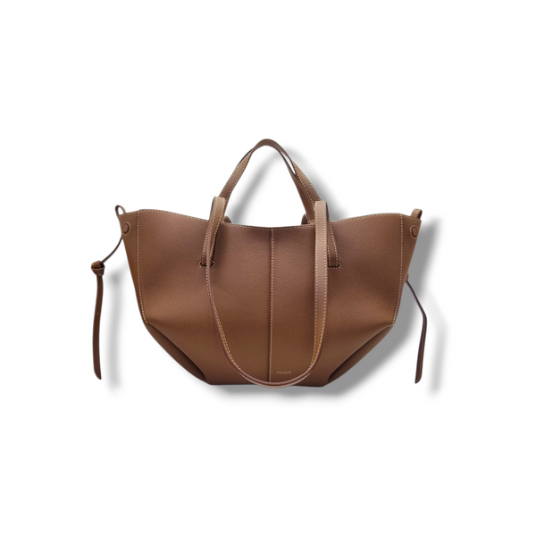 Polene Cyme Mini Leather Shoulder Bag Ghw (Camel)