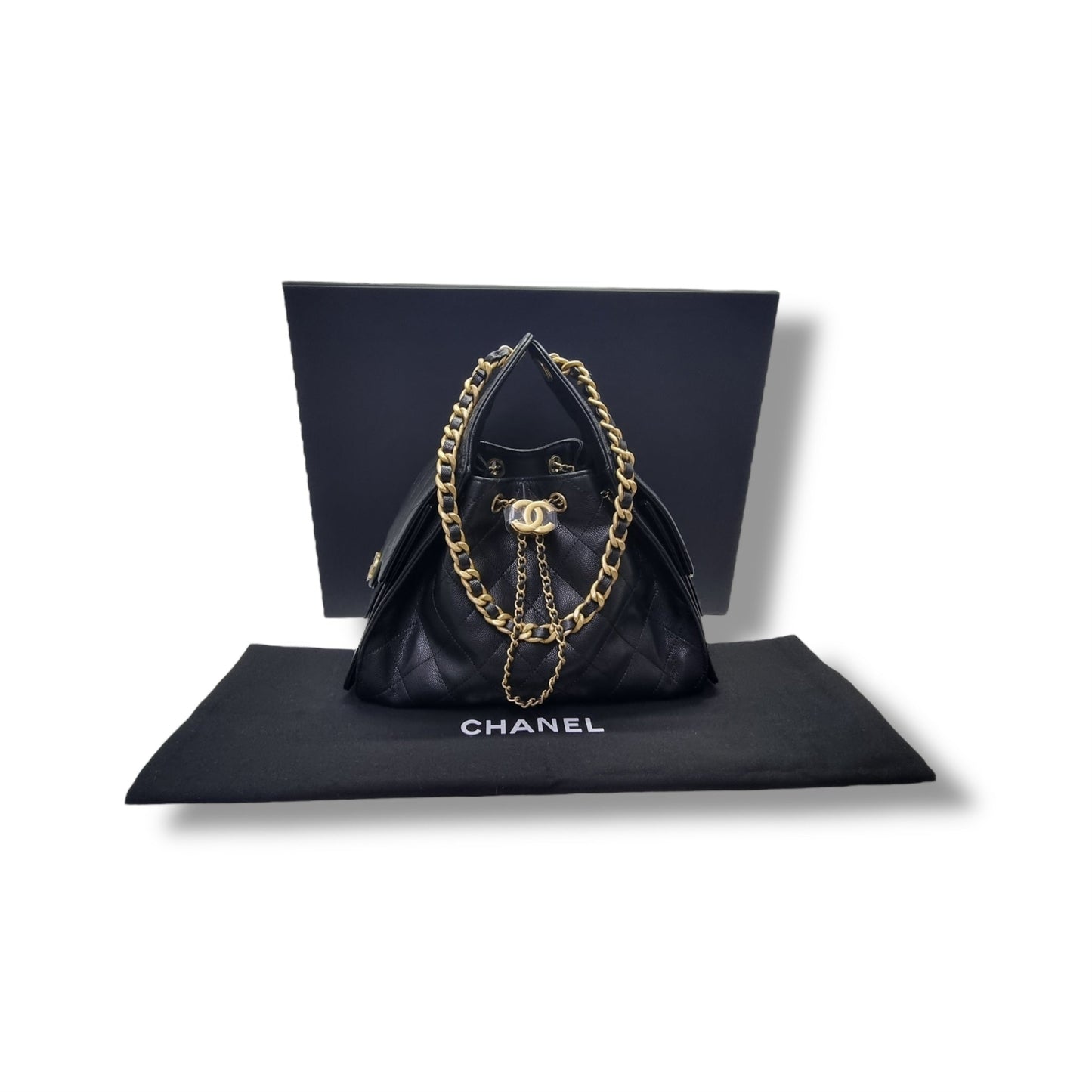Chanel 25 Small Grained Calfskin Ghw (Black)