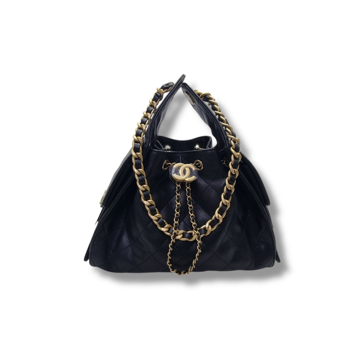 Chanel 25 Small Grained Calfskin Ghw (Black)