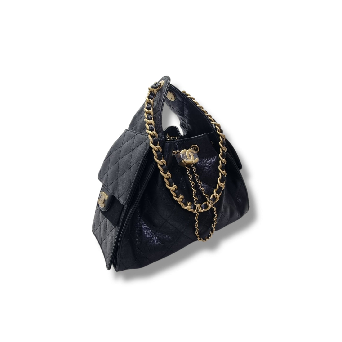 Chanel 25 Small Grained Calfskin Ghw (Black)