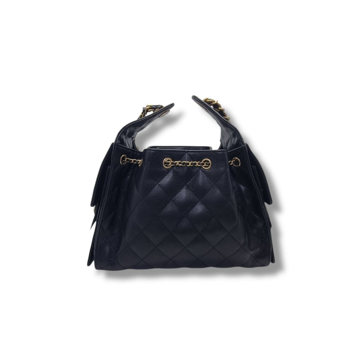 Chanel 25 Small Grained Calfskin Ghw (Black)