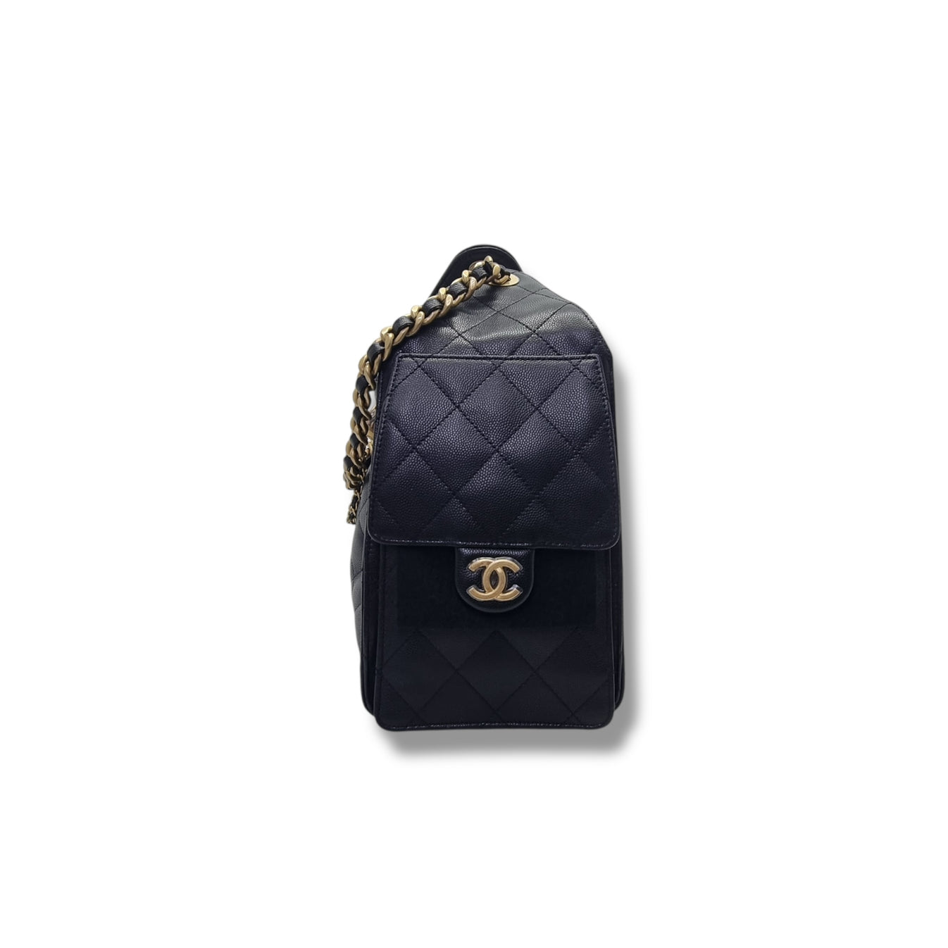 Chanel 25 Small Grained Calfskin Ghw (Black)