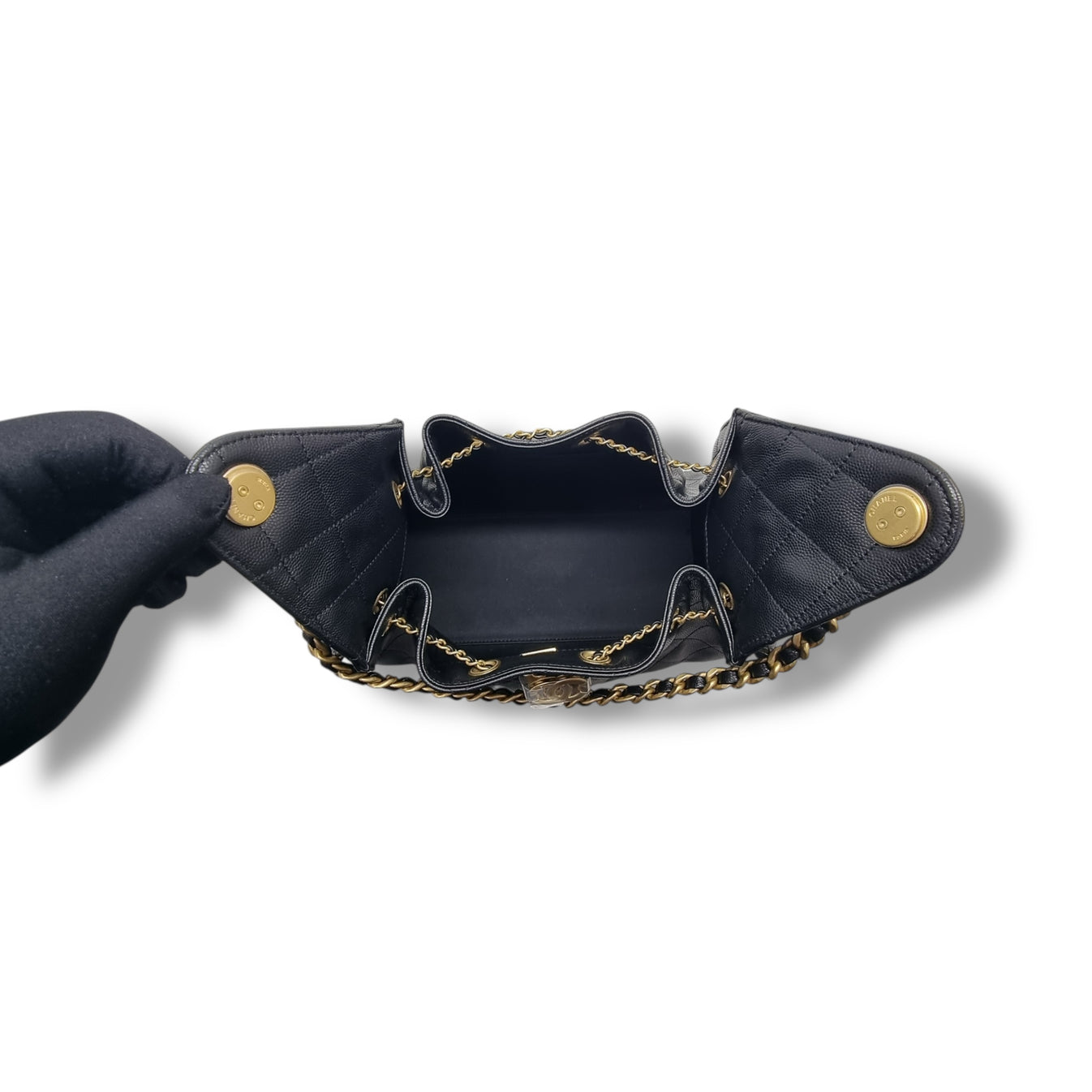 Chanel 25 Small Grained Calfskin Ghw (Black)