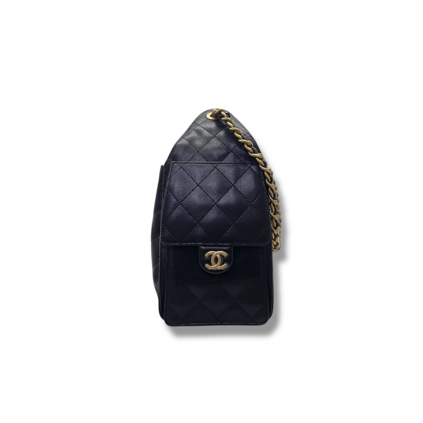 Chanel 25 Small Grained Calfskin Ghw (Black)