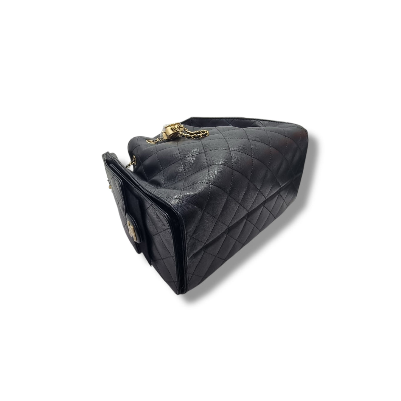 Chanel 25 Small Grained Calfskin Ghw (Black)