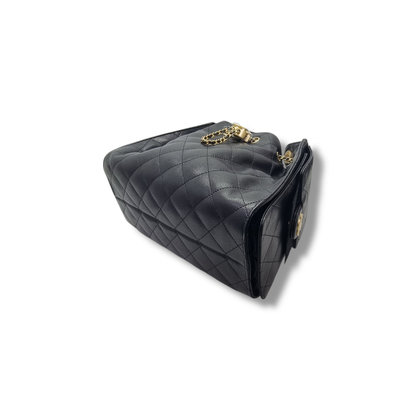 Chanel 25 Small Grained Calfskin Ghw (Black)