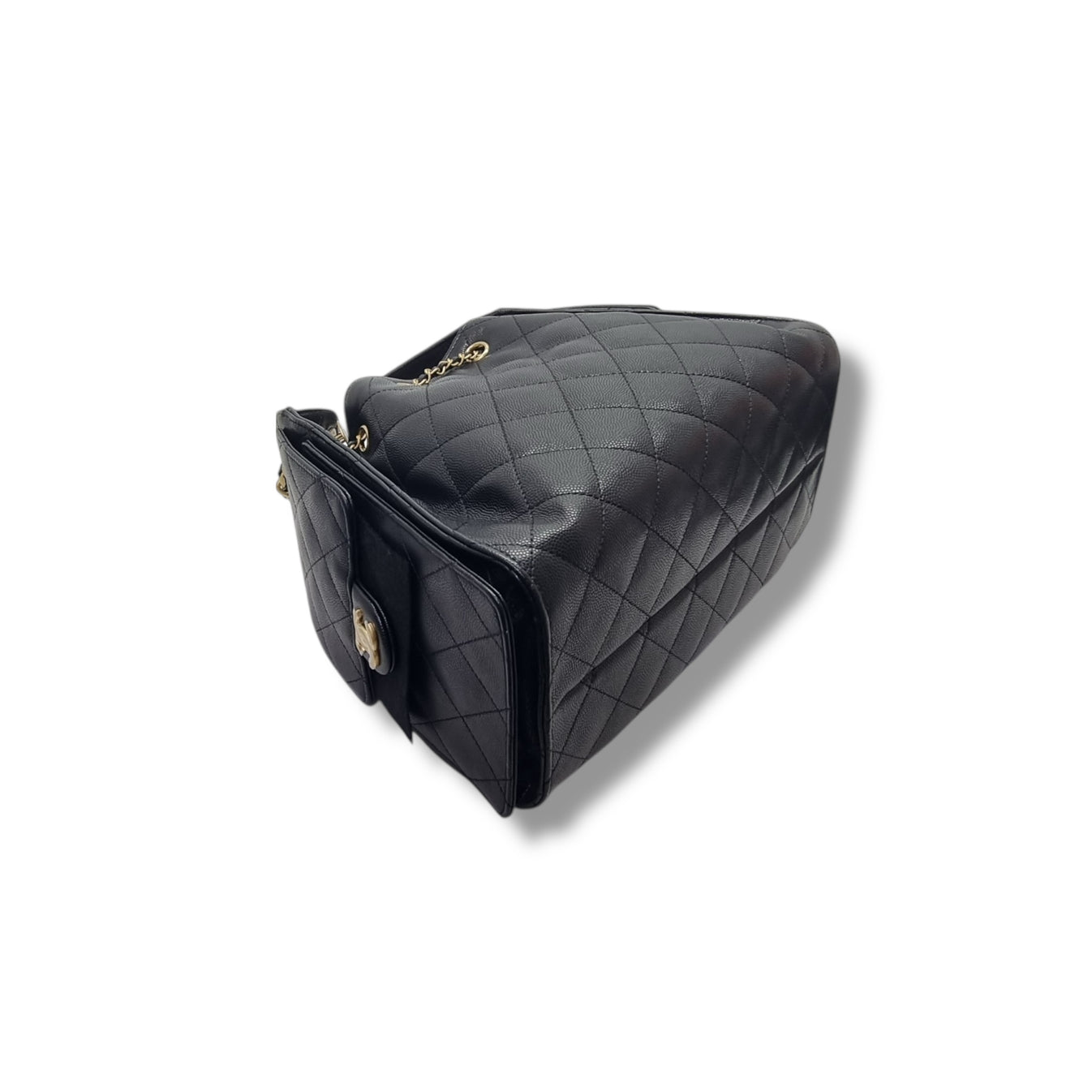 Chanel 25 Small Grained Calfskin Ghw (Black)